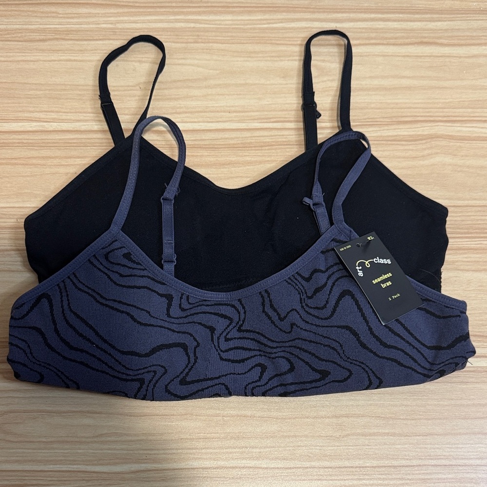 Art Class Black and Navy Swirl Bralette Set